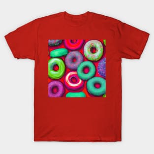 Colorful Donuts Red T-Shirt